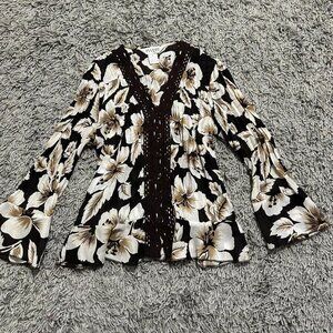 2000s Boho FairyCore Flare Sleeve Top Size S